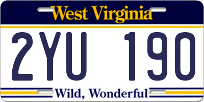 WV license plate 2YU190