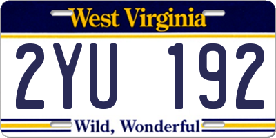 WV license plate 2YU192