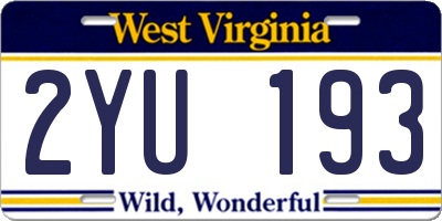 WV license plate 2YU193