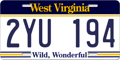 WV license plate 2YU194
