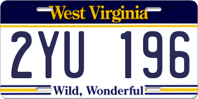 WV license plate 2YU196