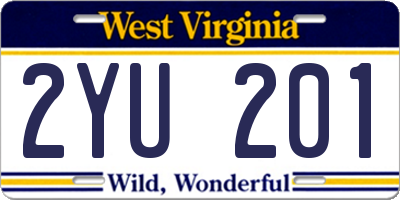WV license plate 2YU201