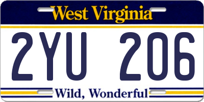 WV license plate 2YU206