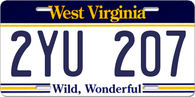 WV license plate 2YU207