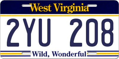 WV license plate 2YU208
