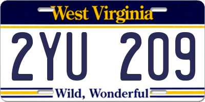 WV license plate 2YU209