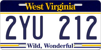 WV license plate 2YU212