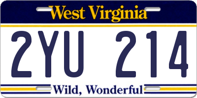 WV license plate 2YU214