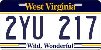 WV license plate 2YU217