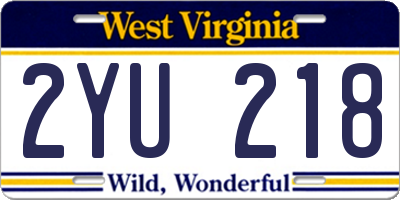 WV license plate 2YU218