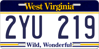 WV license plate 2YU219