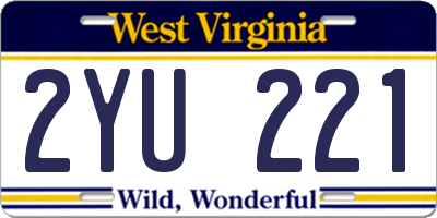 WV license plate 2YU221