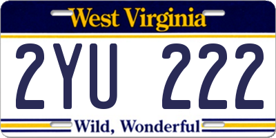 WV license plate 2YU222