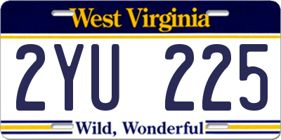 WV license plate 2YU225
