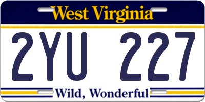 WV license plate 2YU227