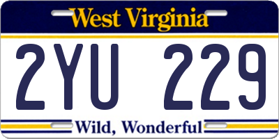 WV license plate 2YU229