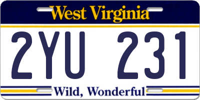 WV license plate 2YU231
