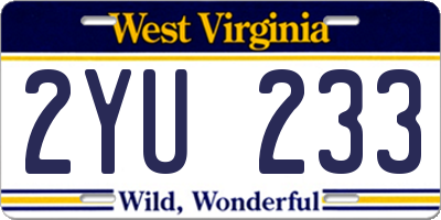 WV license plate 2YU233