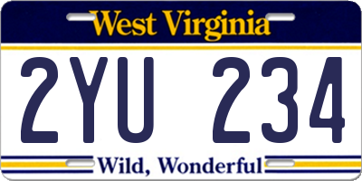WV license plate 2YU234