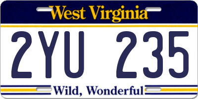 WV license plate 2YU235