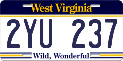 WV license plate 2YU237