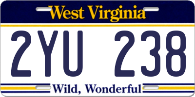WV license plate 2YU238