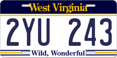 WV license plate 2YU243