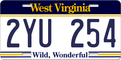 WV license plate 2YU254