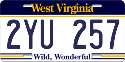 WV license plate 2YU257