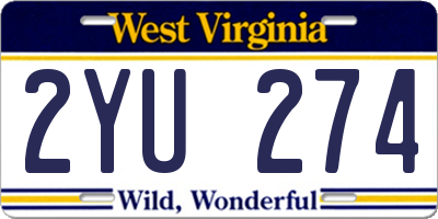 WV license plate 2YU274
