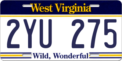 WV license plate 2YU275