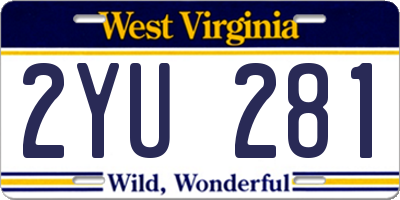 WV license plate 2YU281