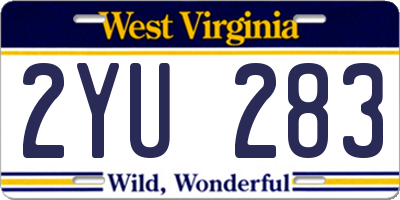 WV license plate 2YU283