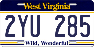WV license plate 2YU285