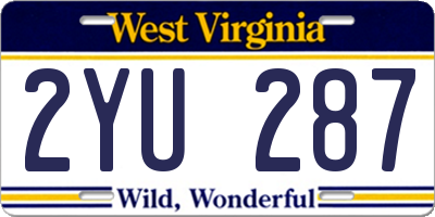 WV license plate 2YU287