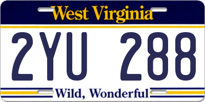 WV license plate 2YU288