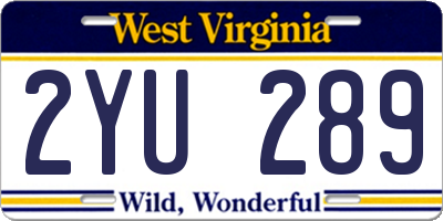 WV license plate 2YU289