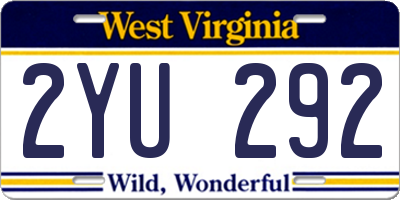 WV license plate 2YU292