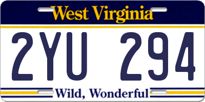 WV license plate 2YU294