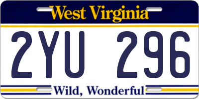 WV license plate 2YU296