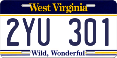 WV license plate 2YU301