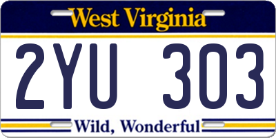 WV license plate 2YU303
