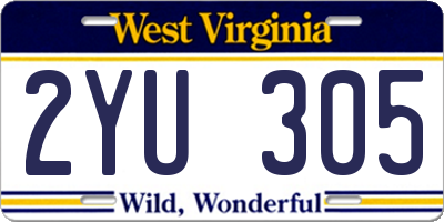 WV license plate 2YU305