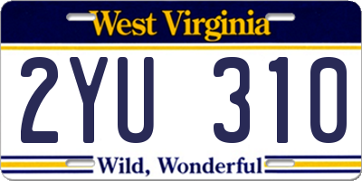 WV license plate 2YU310