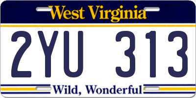 WV license plate 2YU313