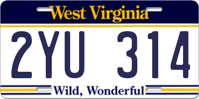 WV license plate 2YU314
