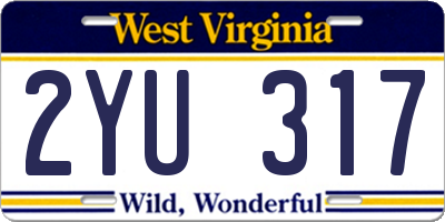 WV license plate 2YU317