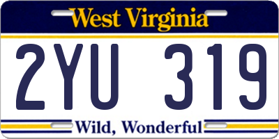 WV license plate 2YU319