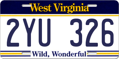 WV license plate 2YU326