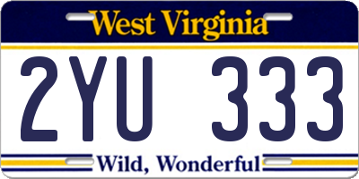 WV license plate 2YU333
